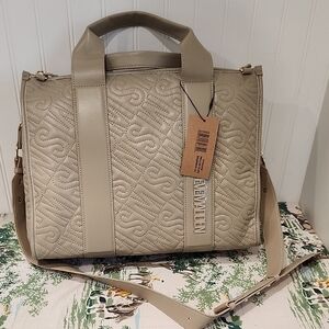 Steve Madden Taupe Quilted Tote Bag